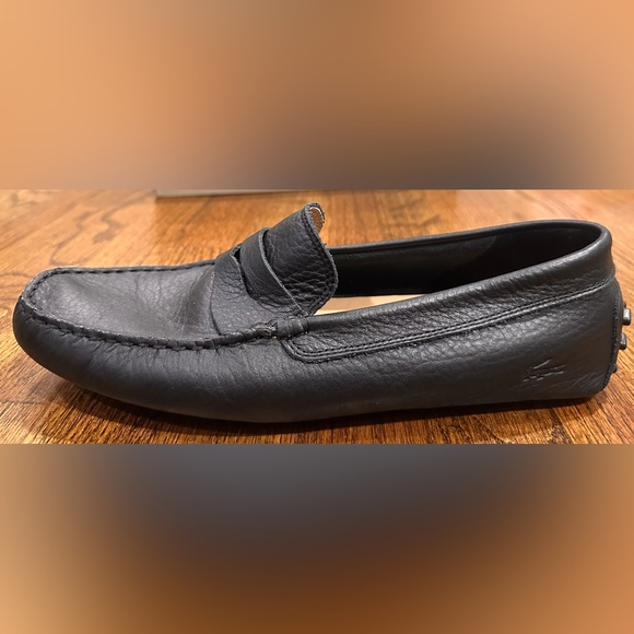 NWT MENS LACOSTE BLACK LEATHER CLASSIC STYLE DRIVING LOAFER SHOE W BOX - SIZE 10 main image 8